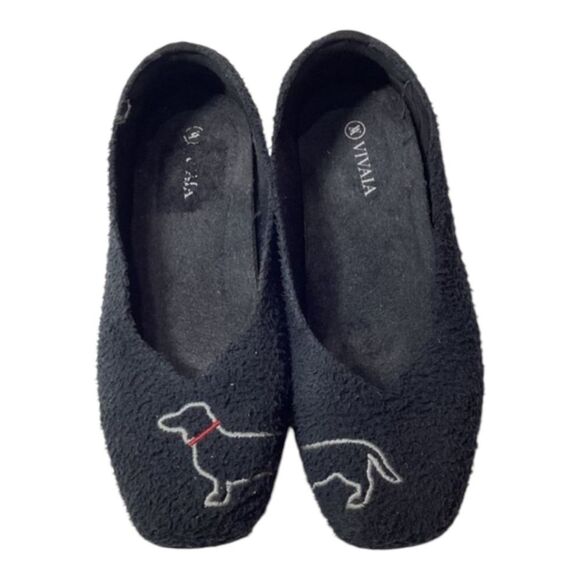 Vivaia Margot Black Square Toe Terry Knit Ballet Flats Sustainable EU 37.5 - Picture 1 of 12